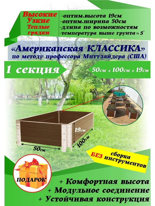Xorosh Грядка Американка высокая красивая на дачу огородная садовая, коричневый