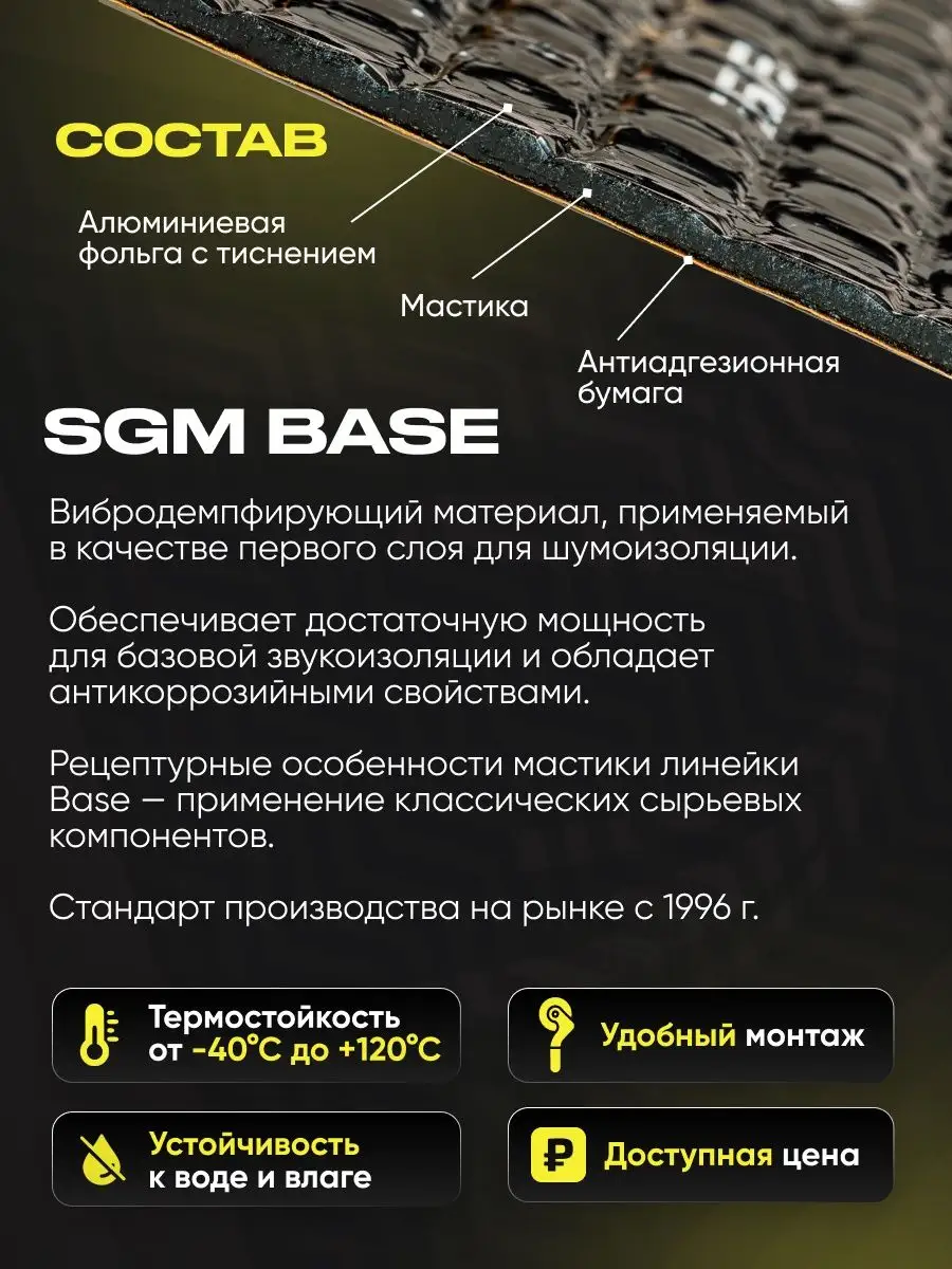 Виброизоляция для авто Base 2 - 1 лист (0.1 кв.м) SGM 146741808 купить за  238 ₽ в интернет-магазине Wildberries