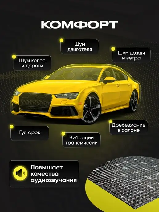 SGM Виброизоляция для авто Basic 4 - 2 листа (0.18 кв.м), вариант, фото 4