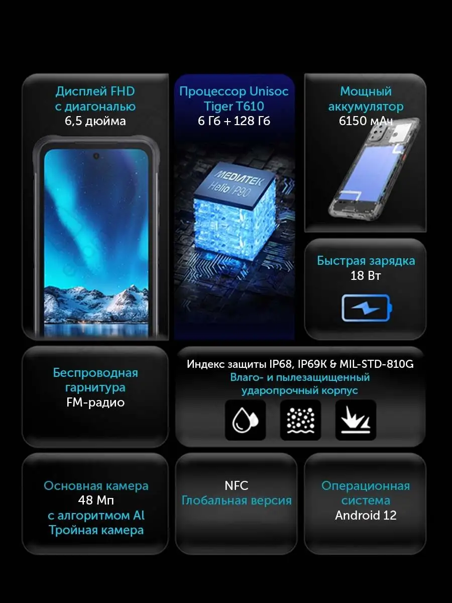 Смартфон UMIDIGI BISON 2 NFC 6+128Gb черный UMIDIGI 146813350 купить в  интернет-магазине Wildberries