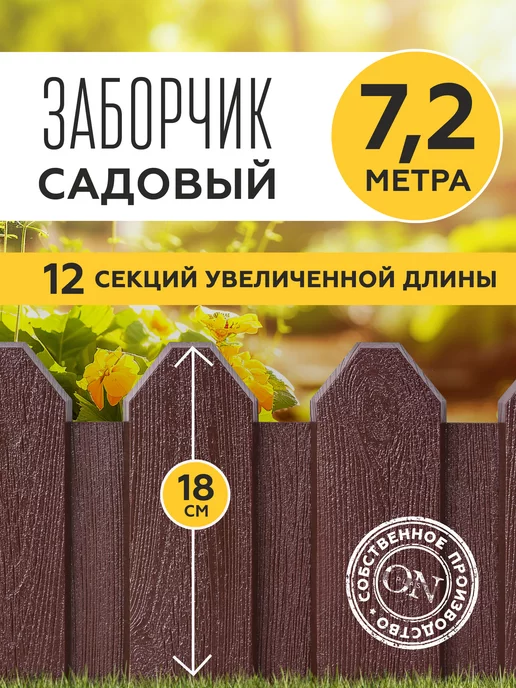 PlastOn Декоративный садовый заборчик для клумбы 7,2м. (12 шт.)