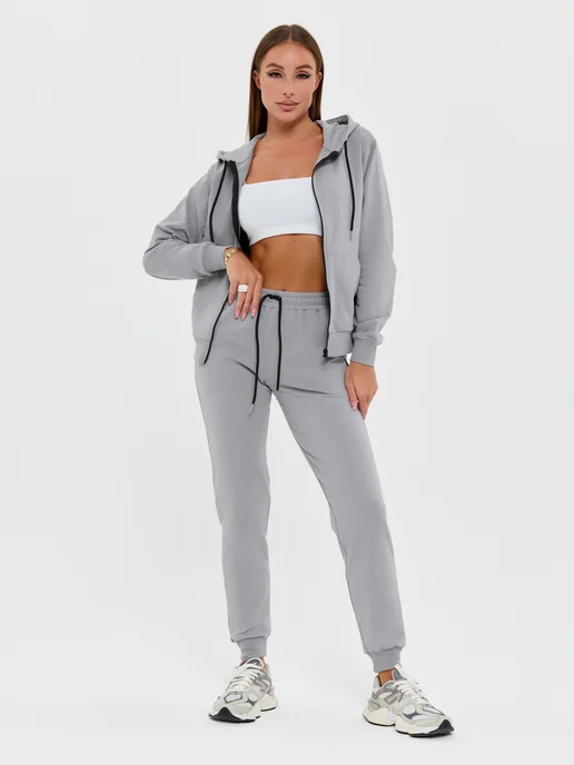 LIACOLLECTION Спортивный костюм на молнии, серый, фото 2