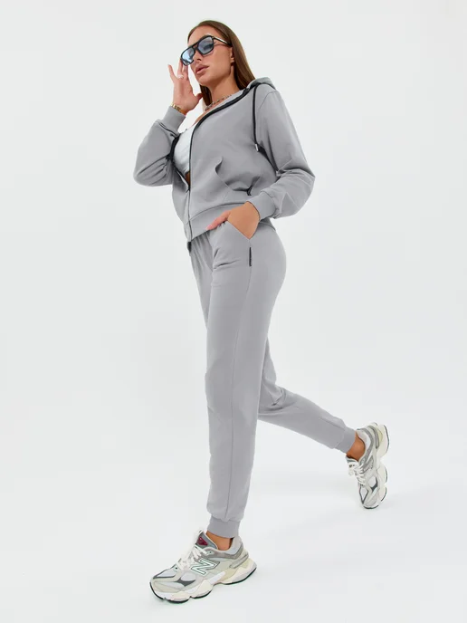 LIACOLLECTION Спортивный костюм на молнии, серый, фото 3