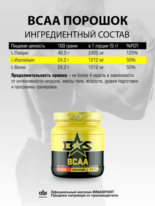 Binasport Аминокислоты BCAA 500 г (Чёрная смородина), 500 г, фото 3