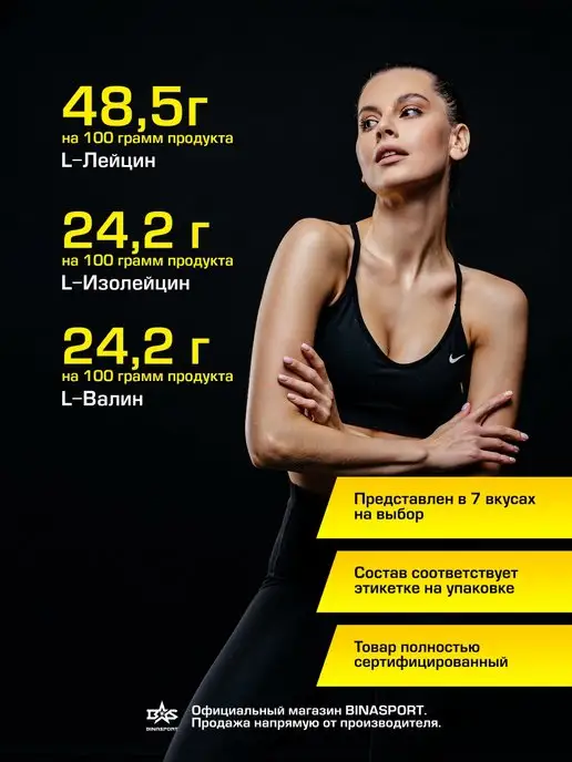 Binasport Аминокислоты BCAA 500 г (Чёрная смородина), 500 г, фото 4