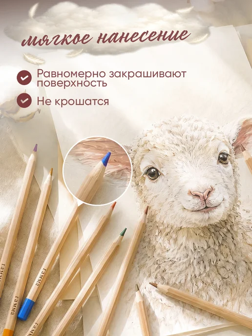 Гамма Карандаши цветные для рисования мягкие 24 цв, большой набор, синий, фото 4