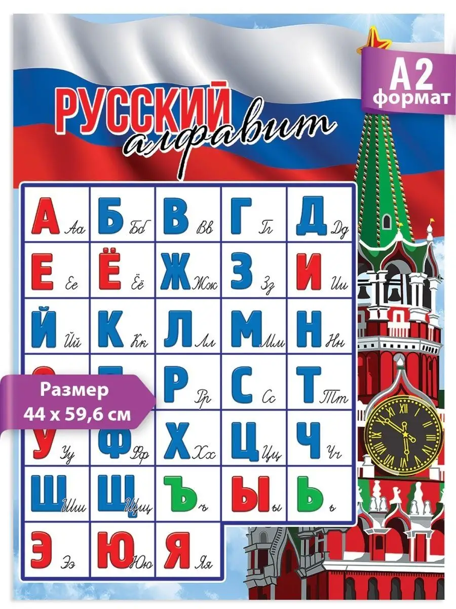 Плакат русский язык,алфавит,азбуа,детский,школа,обучающий,А2 ТМ Праздник  146998126 купить за 144 ₽ в интернет-магазине Wildberries