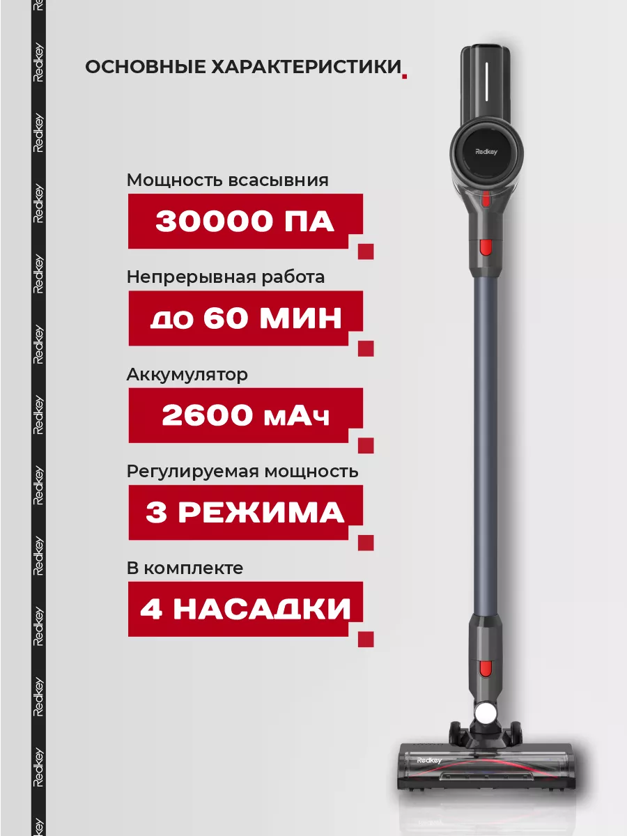 Пылесос вертикальный беспроводной P9 Redkey 147105278 купить в  интернет-магазине Wildberries