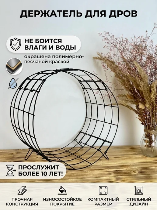 ЛОФТ РЯДом Дровница для дров в дом, баню, переноска для дров, черный, фото 2
