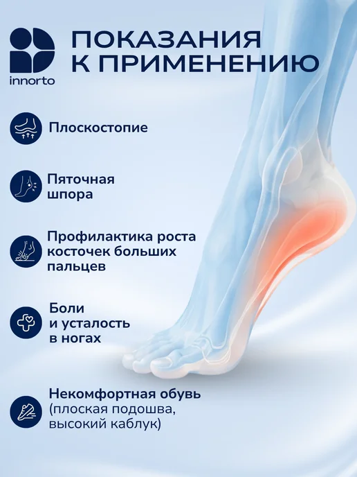 INNORTO Супинаторы ортопедические при плоскостопии, черный, фото 2