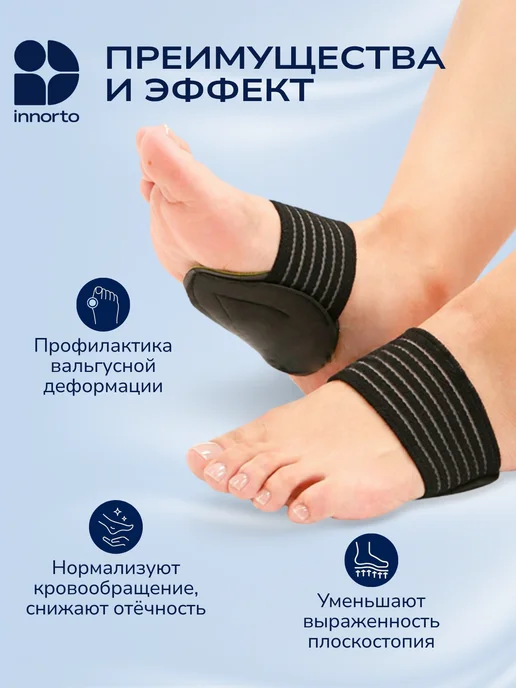 INNORTO Супинаторы ортопедические при плоскостопии, черный, фото 4