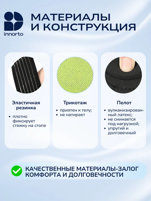 INNORTO Супинаторы ортопедические при плоскостопии, черный, фото 6