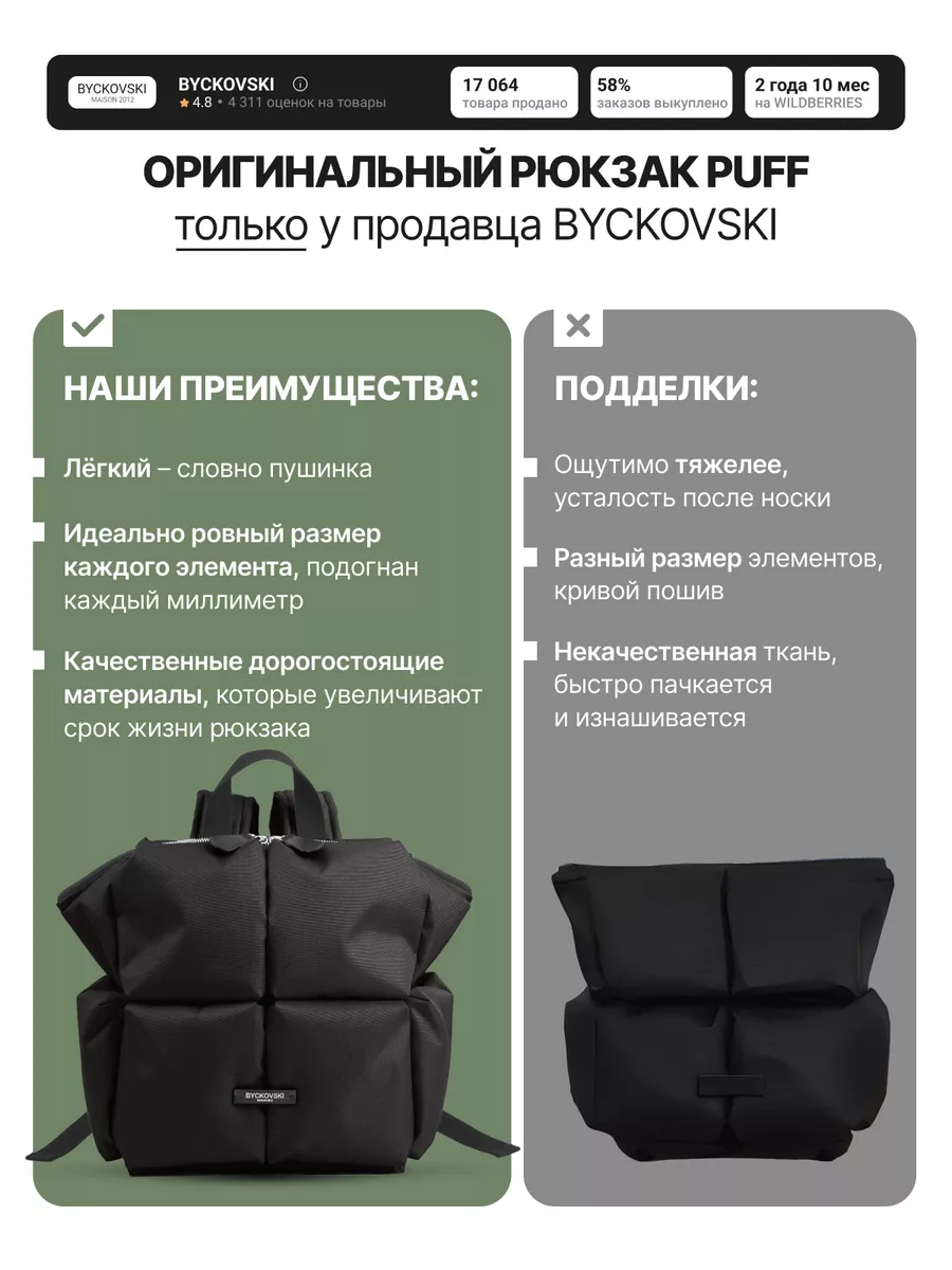 PUFF LUX Рюкзак эко белый BYCKOVSKI 147270047 купить за 6 138 ₽ в  интернет-магазине Wildberries