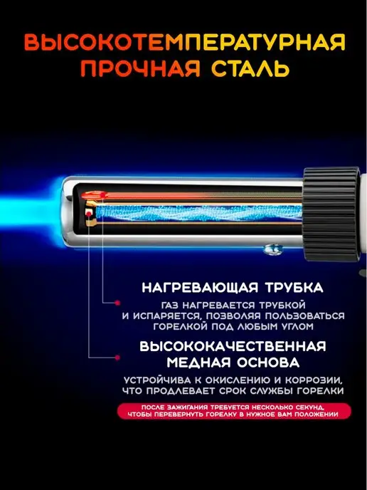 Магазин полезных товаров Горелка газовая Piezo Ignition 802, синий, фото 2