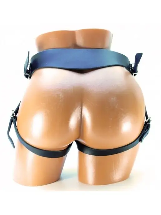 BDSM арсенал Кожаные страпон-трусики для гигантского фаллоса XL, черный, фото 2
