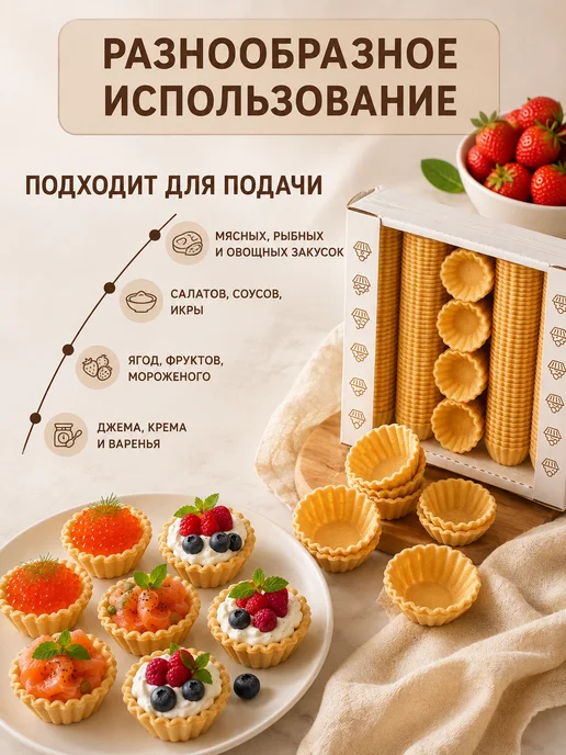 Лакомство Колибри Тарталетки вафельные для закусок 192 шт, 192 шт, фото 3
