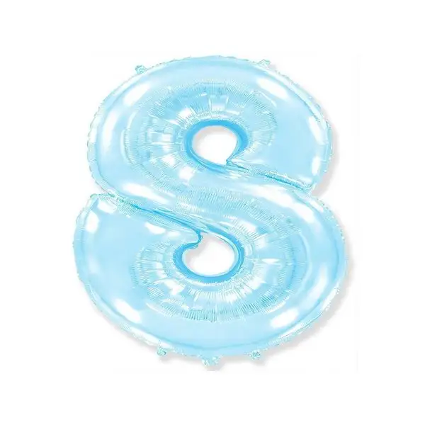 Шар фольгированный 40 "Цифра 8", голубой, Pastel Blue