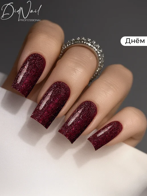 DidNail Светоотражающий гель-лак для ногтей с блестками Bomb Glitter, красный, фото 3