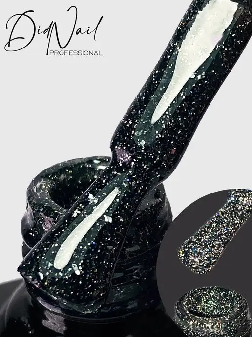 DidNail Светоотражающий гель-лак для ногтей с блестками Bomb Glitter, черный, фото 6