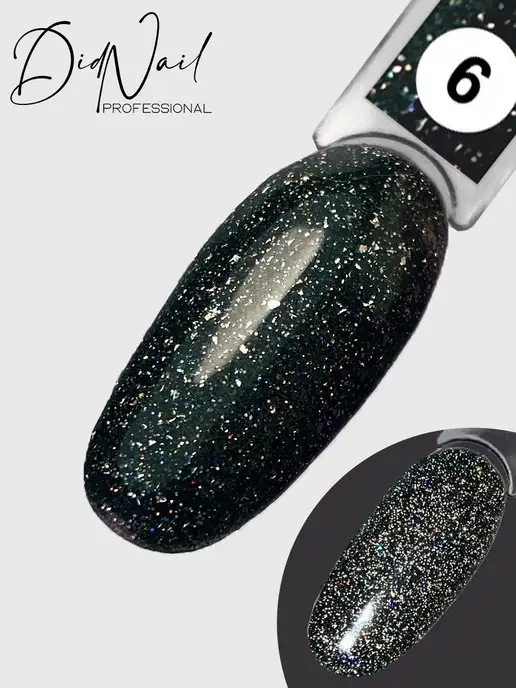 DidNail Светоотражающий гель-лак для ногтей с блестками Bomb Glitter, черный, фото 7