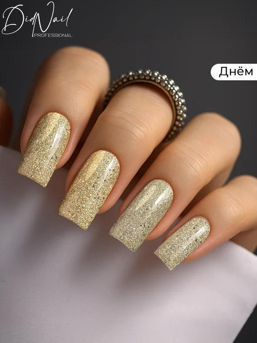 DidNail Светоотражающий гель-лак для ногтей с блестками Bomb Glitter, желтый, фото 3
