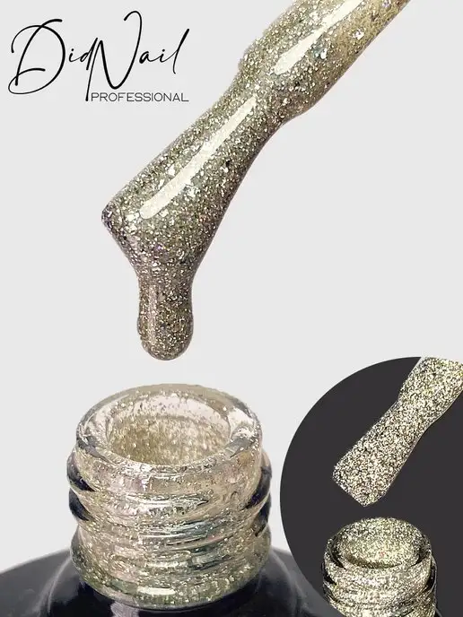 DidNail Светоотражающий гель-лак для ногтей с блестками Bomb Glitter, желтый, фото 6
