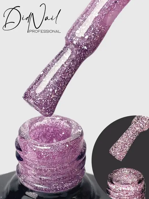 DidNail Светоотражающий гель-лак для ногтей с блестками Bomb Glitter, розовый, фото 6