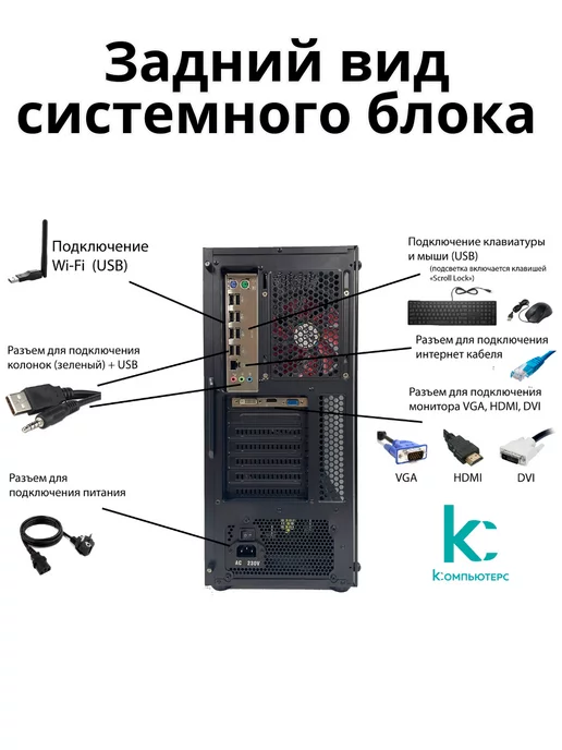Компьютерс Компьютер для учёбы и игр 4GB SSD-128 Монитор-19", 4 ГБ, фото 8