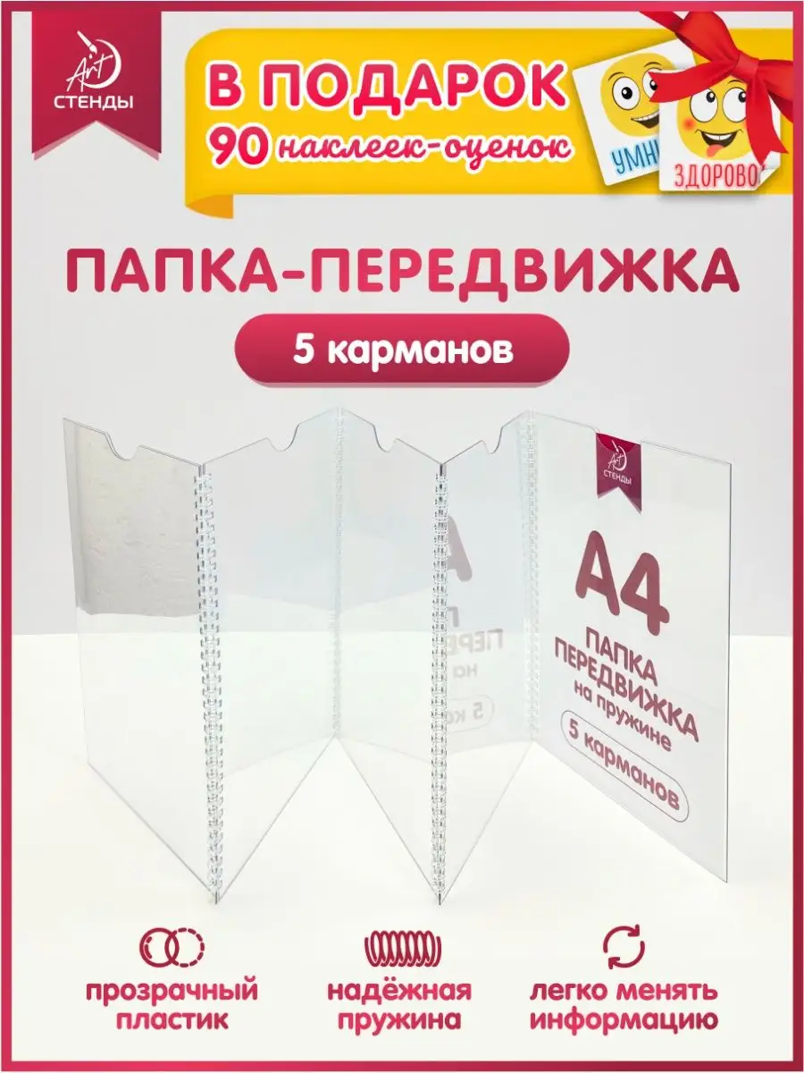 Папка-передвижка, 5 карманов, Формат А4 Арт Стенды 147358080 купить в  интернет-магазине Wildberries