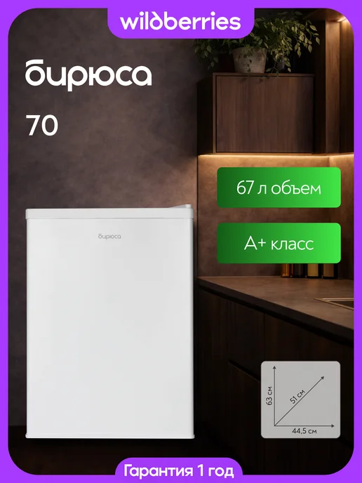 БИРЮСА Компактный мини-холодильник 67 л, Б-70, 67 л