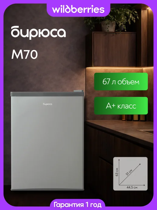 БИРЮСА Компактный мини-холодильник 67 л, Б-M70, 67 л