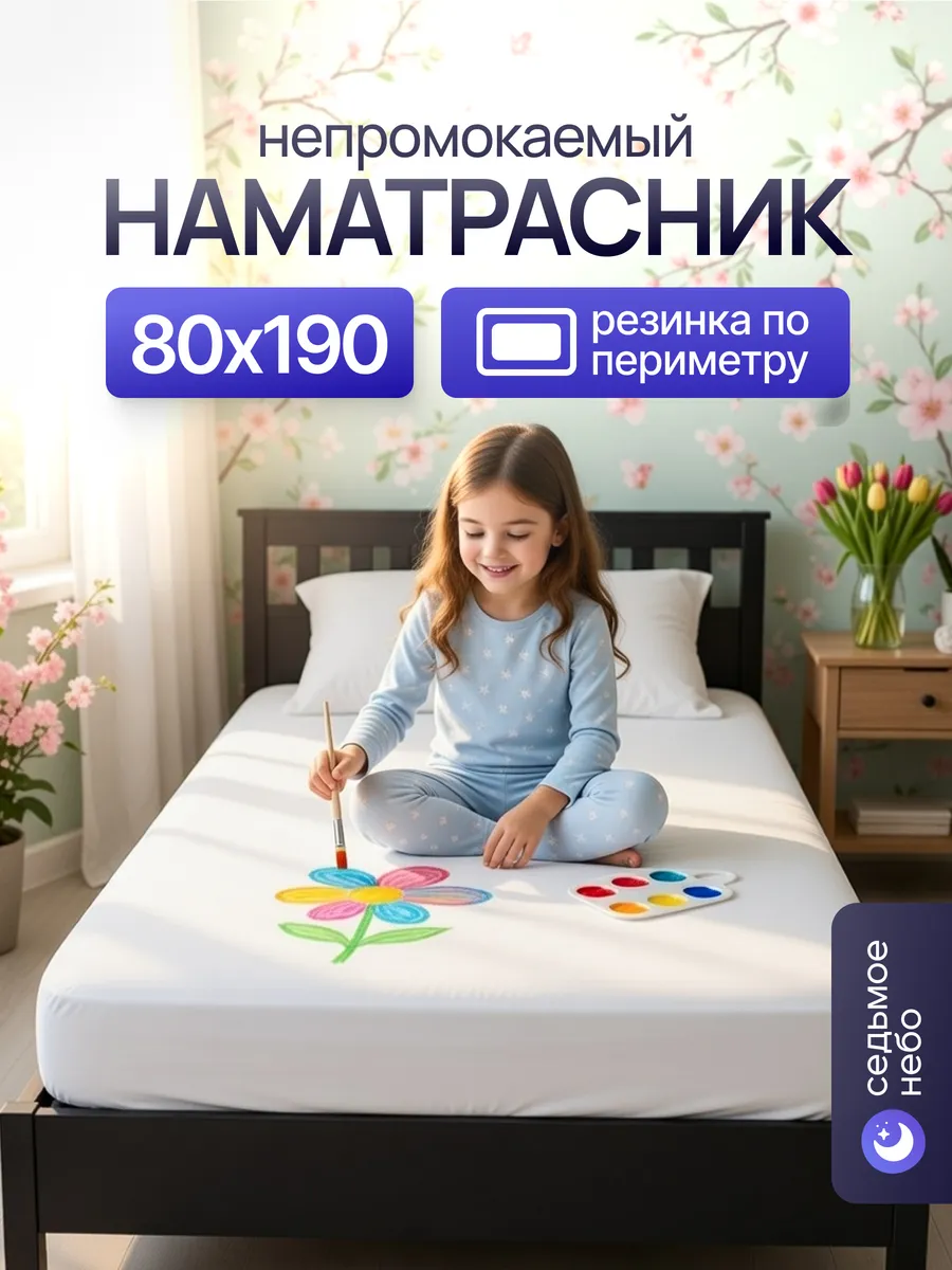 Наматрасник 80х190 непромокаемый с резинкой по периметру