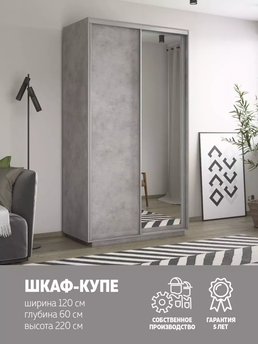 Шкаф купе Экспресс Хит 2дв ДСП/Зеркало, 120х60х220