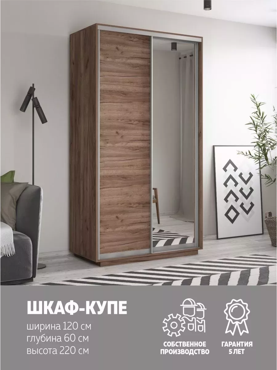 Шкаф купе Экспресс Хит 2дв ДСП Зеркало, 120х60х220