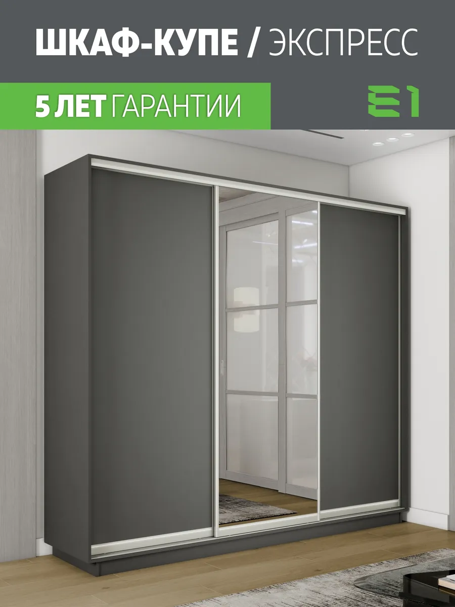 Шкаф купе Экспресс 3дв ДСП/Зеркало/ДСП, 180х60х240