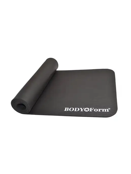 Body Form Коврик спорт для йоги фитнеса аэробики пилатеса нескользящий, черный, фото 2