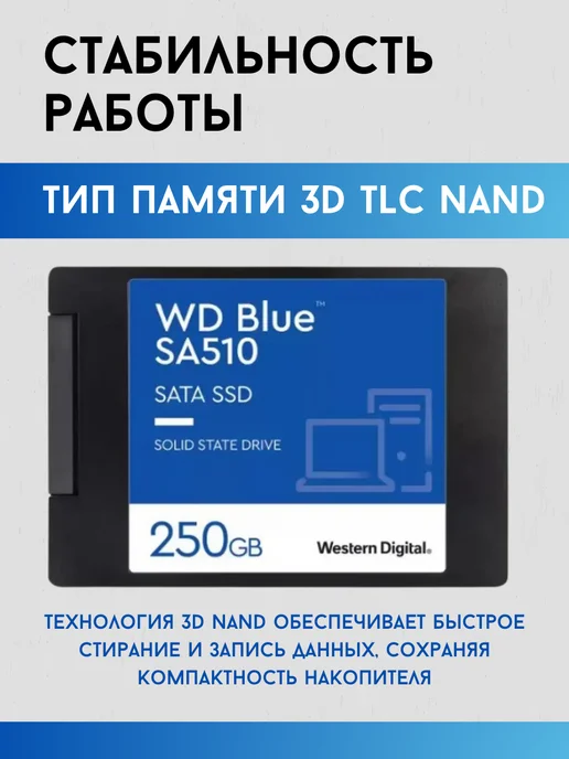 Внутренний SSD диск 250Gb для ПК и ноутбука, 250 ГБ, фото 3