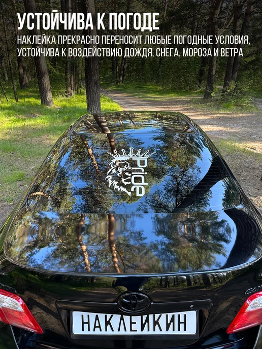 Наклейкин Большая наклейка на авто "Лев PRIDE", 50 см, белый, фото 8