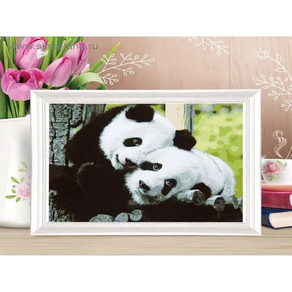 Роспись по холсту "Панды - няшки" по номерам