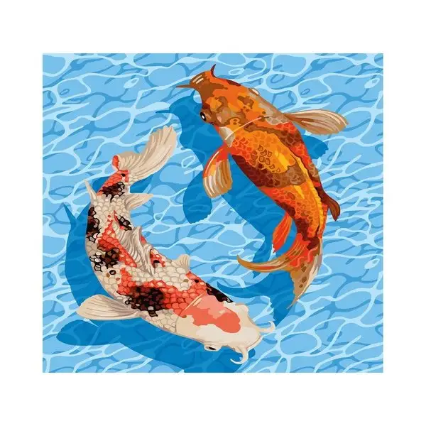 Картина по номерам на холсте с подрамником "Карпы в воде"