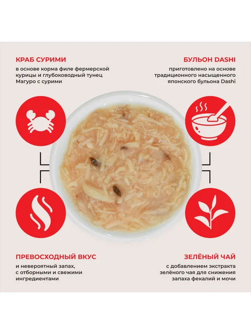 Inaba Влажный корм для кошек, курица тунец сурими - 80 г х 24 шт, 80 г, 24 шт, фото 3