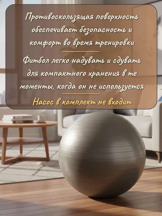 Ruman Фитбол с антивзрывным эффектом, 75 см, серый, фото 3