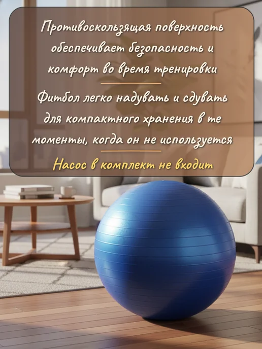 Ruman Фитбол с антивзрывным эффектом, 75 см, синий, фото 3