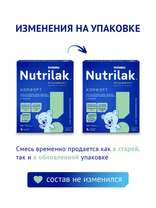 Nutrilak Смесь детская молочная Нутрилак Комфорт 0-12м,600г,2шт, 12 м, 350 г, фото 2