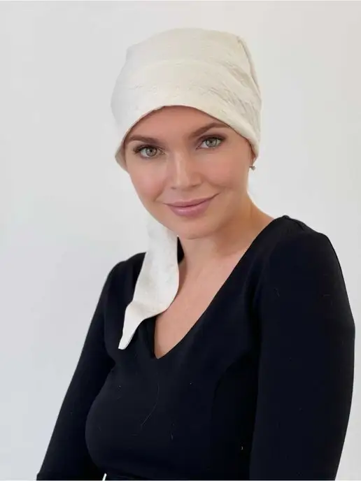 KatyaGan Чалма Тюрбан после химиотерапии Мила, белый, фото 12