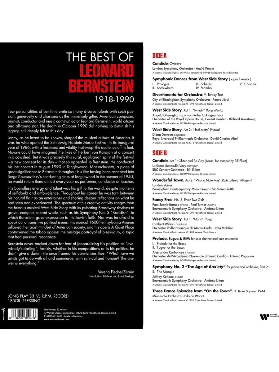 Lenny The best of Bernstein Леонард Бернстайн (LP) Spika Music 147630966  купить за 3 317 ₽ в интернет-магазине Wildberries