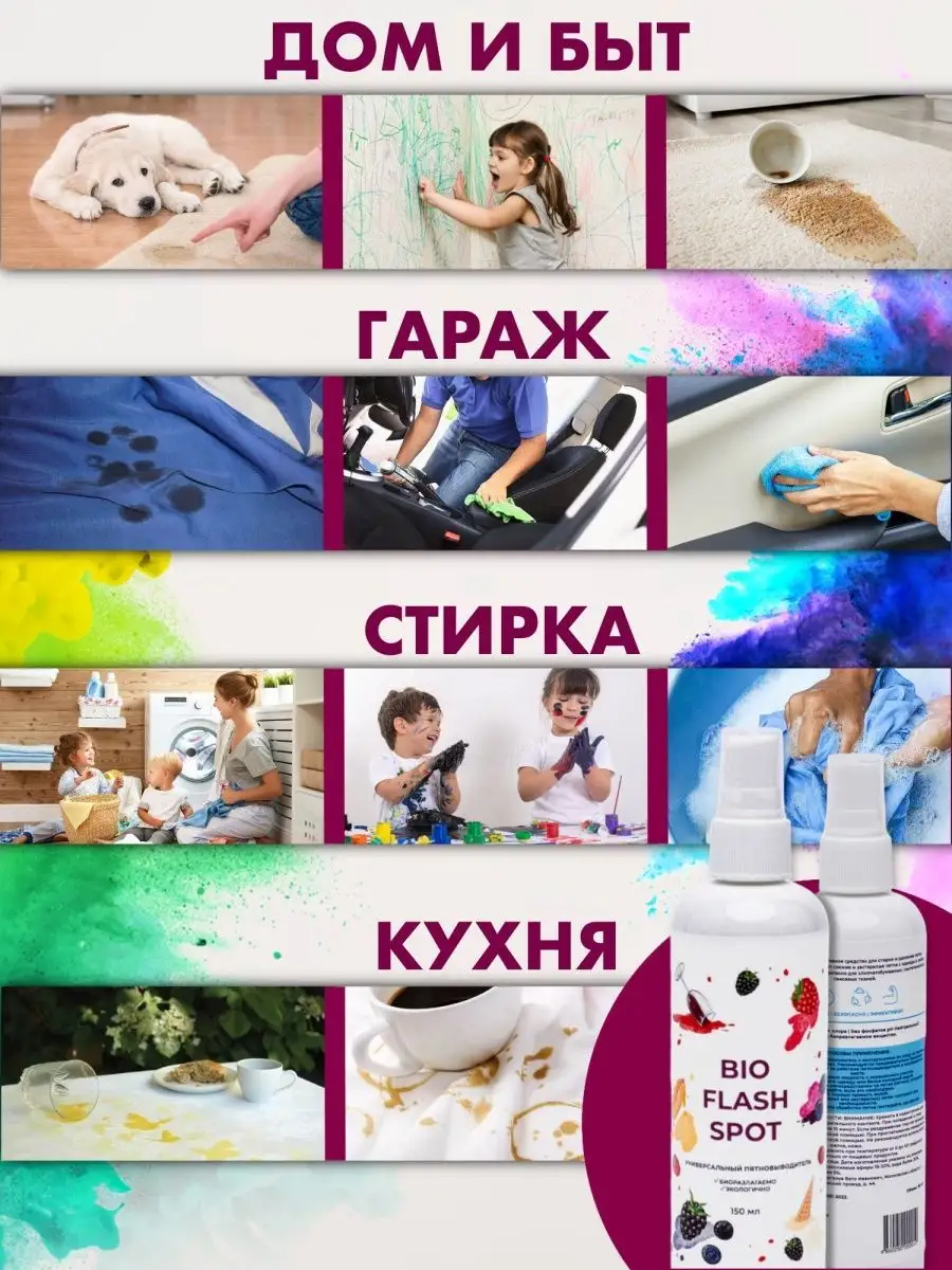 Пятновыводитель спрей для одежды кислородный очиститель 150 BioFlashSpot  147691006 купить за 413 ₽ в интернет-магазине Wildberries