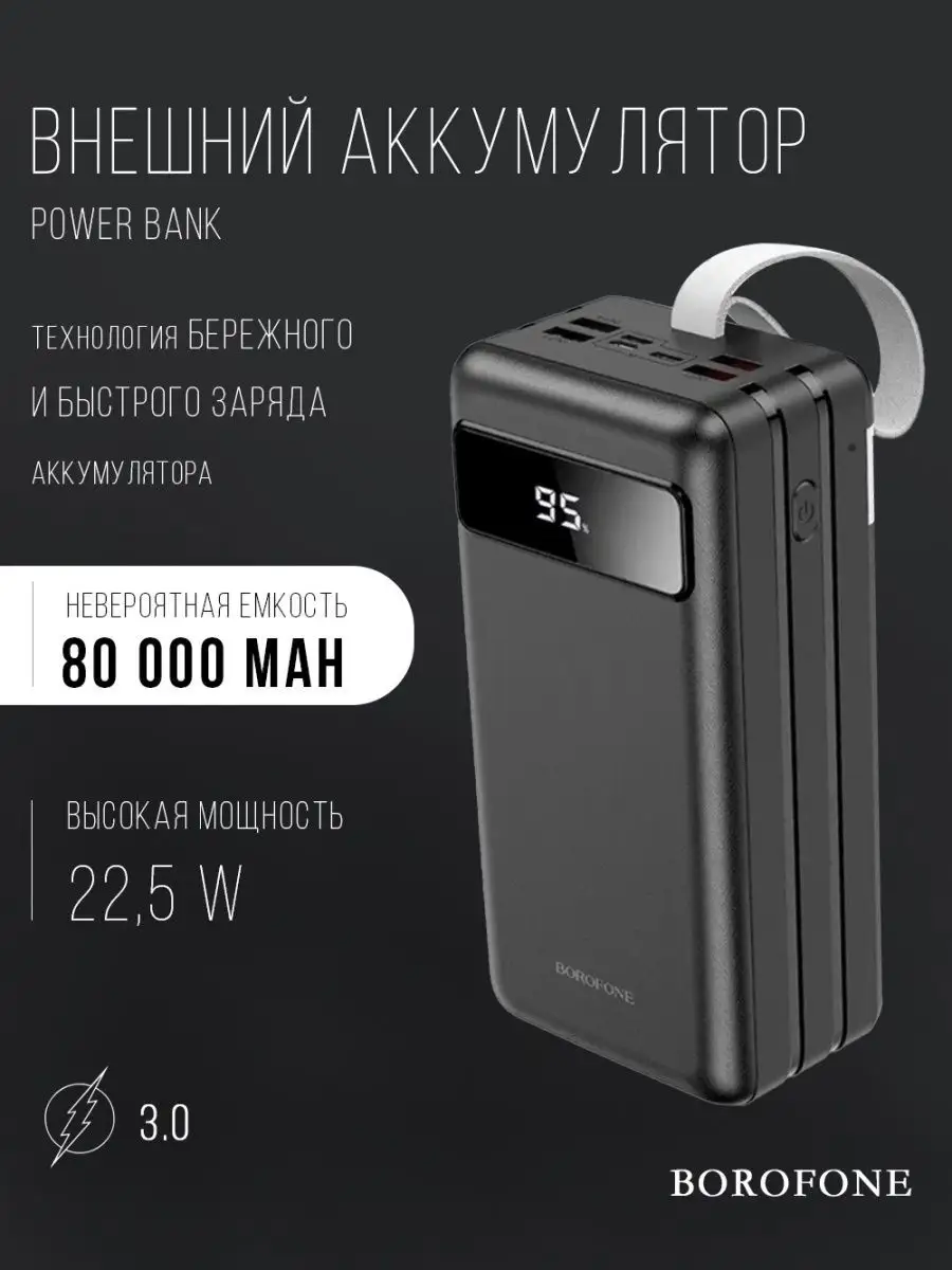 Повербанк 80000 mAh с быстрой зарядкой Power Bank 147725314 купить за 4 027  ₽ в интернет-магазине Wildberries