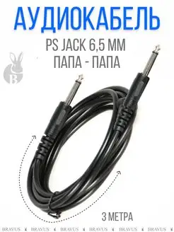 Аудио кабель для микрофона JACK 6,5 мм 2-pole штекер TS моно Bravus 147759193 купить за 243 ₽ в интернет-магазине Wildberries