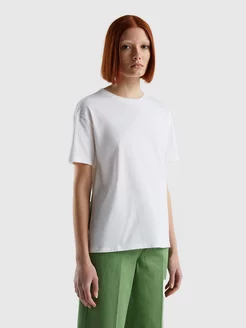 Футболка хлопковая однотонная United Colors of Benetton 147847156 купить за 2 058 ₽ в интернет-магазине Wildberries